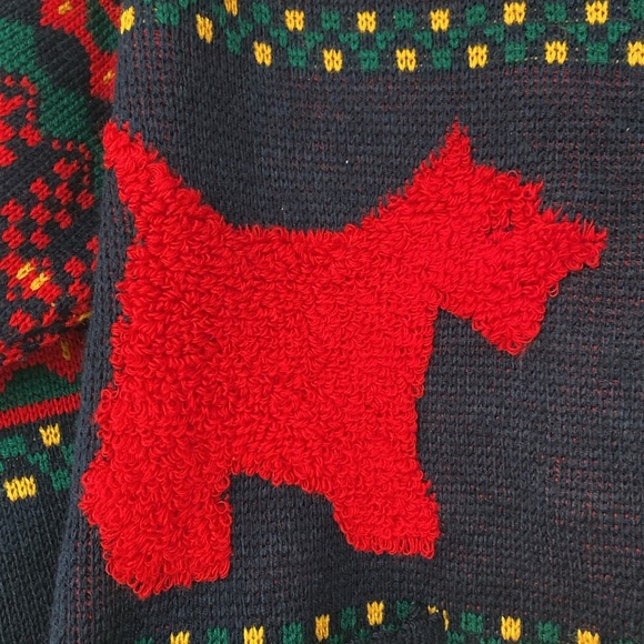 Vintage Tally Ho Womens Cardigan Red Black Scotty Dog Holiday Christmas Size XL - Picture 3 of 13